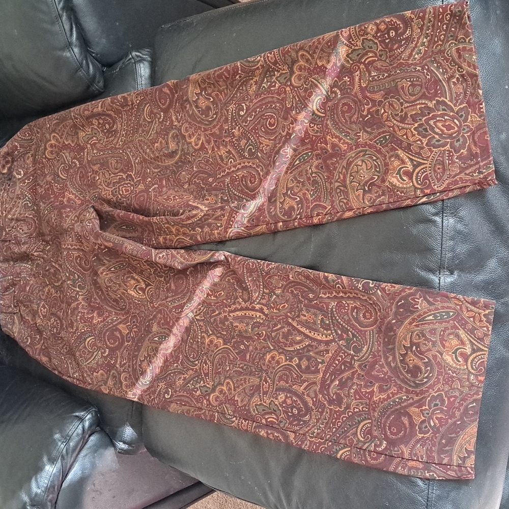 Nwt Plum Velour Paisley Pants - Picture 4 of 9